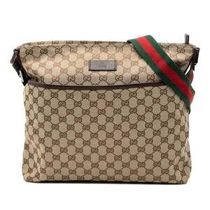 GUCCI Authentic Brown Leather Shoulder Bag